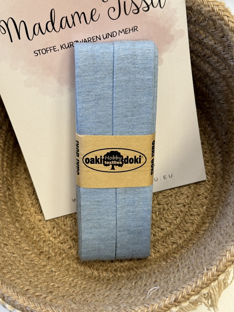 Jersey bias binding | oaki doki | different colors | 3 meters, 20mm mottled light blue 058