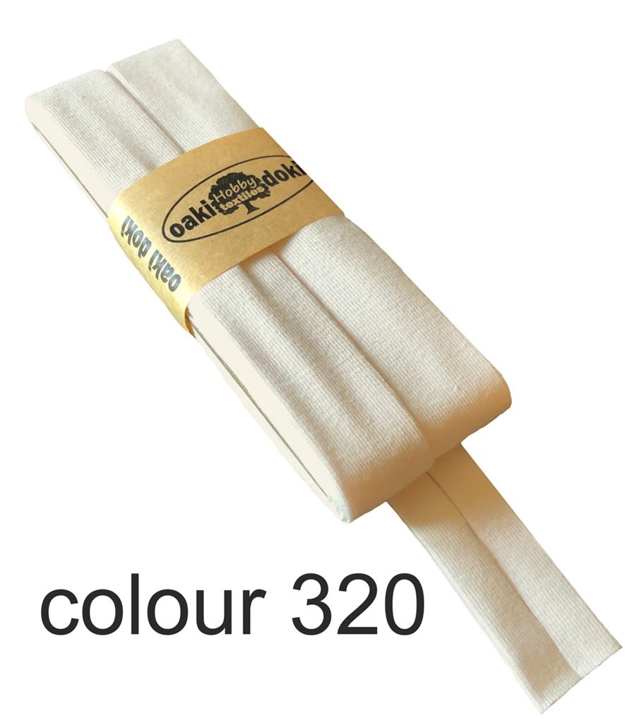 Jersey bias binding | oaki doki | different colors | 3 meters, 20mm white natural 320