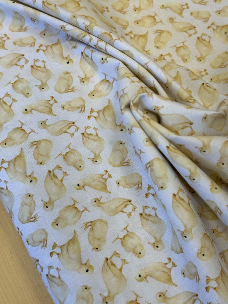 Baumwollwebware | Küken, Ostern | Leinenoptik