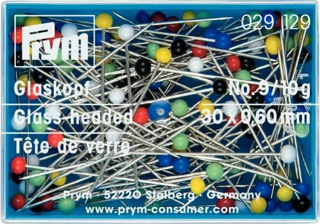 Prym | Épingles à tête en verre têtes colorées, 0,60 x 30 mm