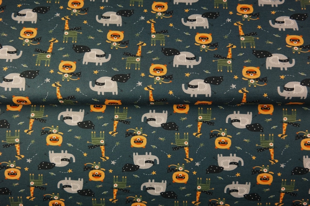 Popeline | Zoo Helden | blau grau