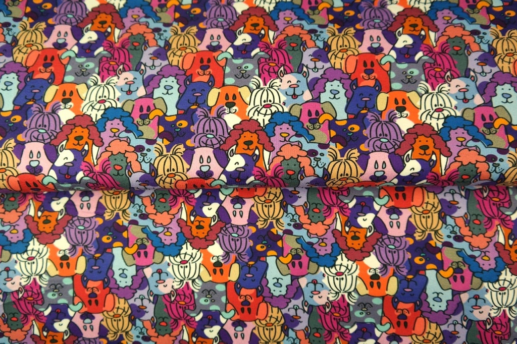 Cotton, woven fabric | Dogs colorful