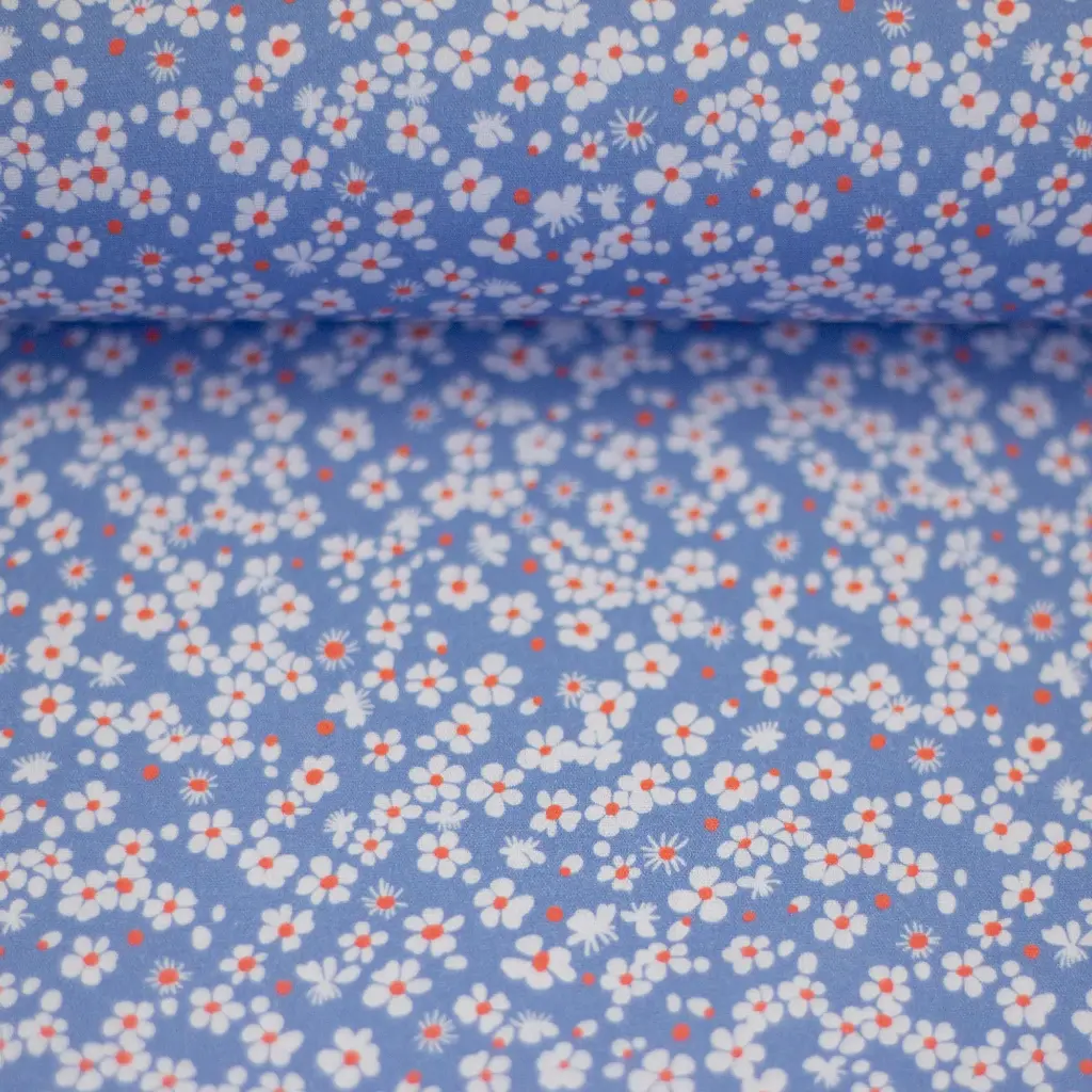 Kim, tissu en coton, FS22 losanges/coeurs bleu