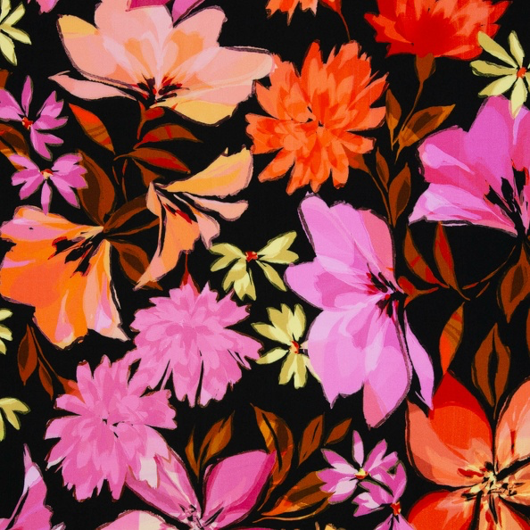 Tissu en viscose | Julia par Swafing | noir avec des fleurs