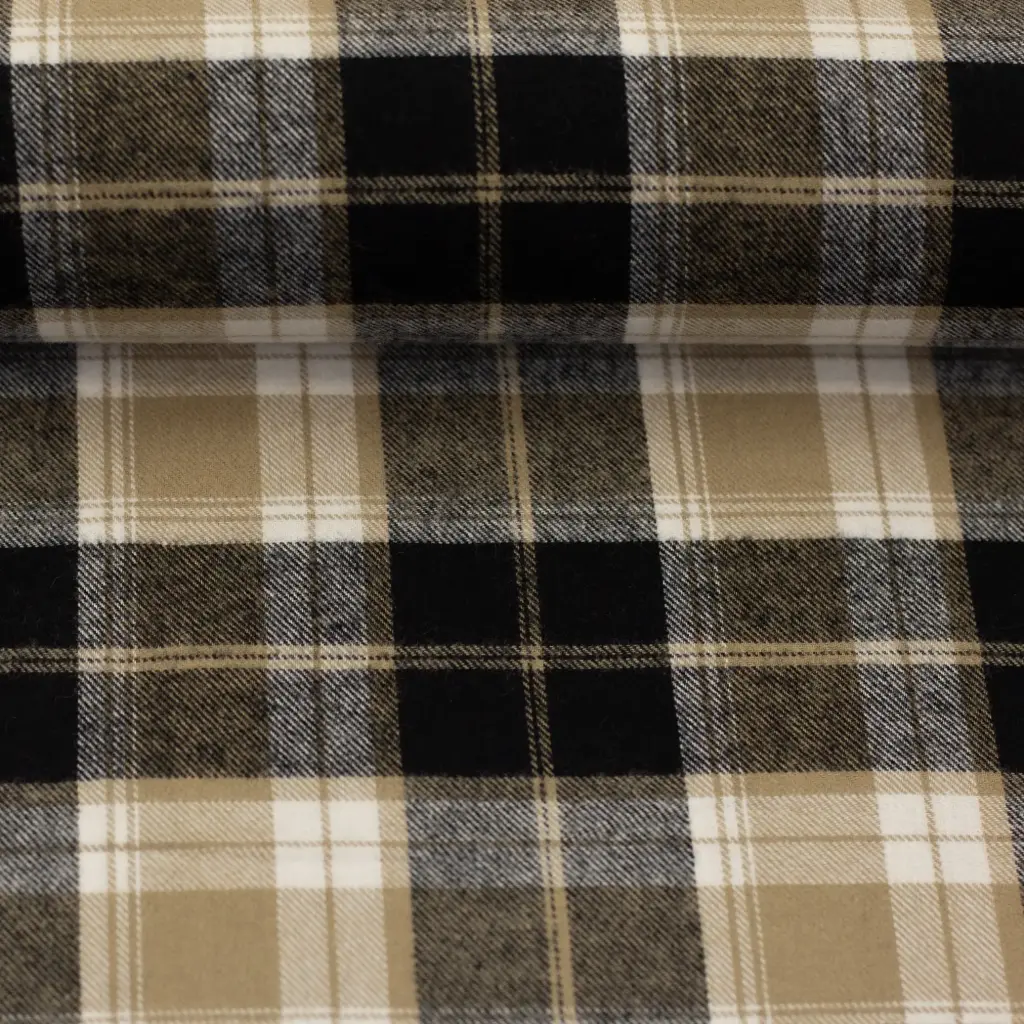 Flanell | Maverick by Swafing | Schwarz, beige 