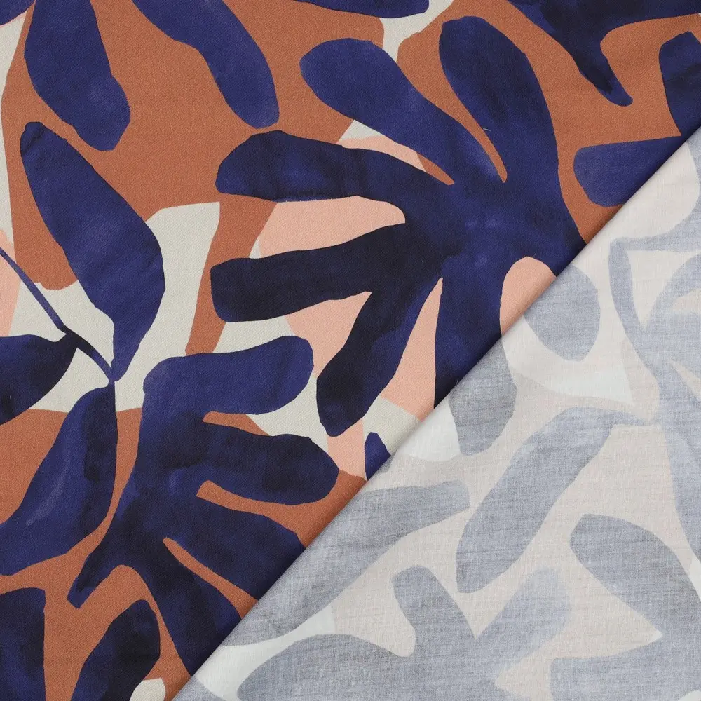 Baumwollsatin | Blumen | blau