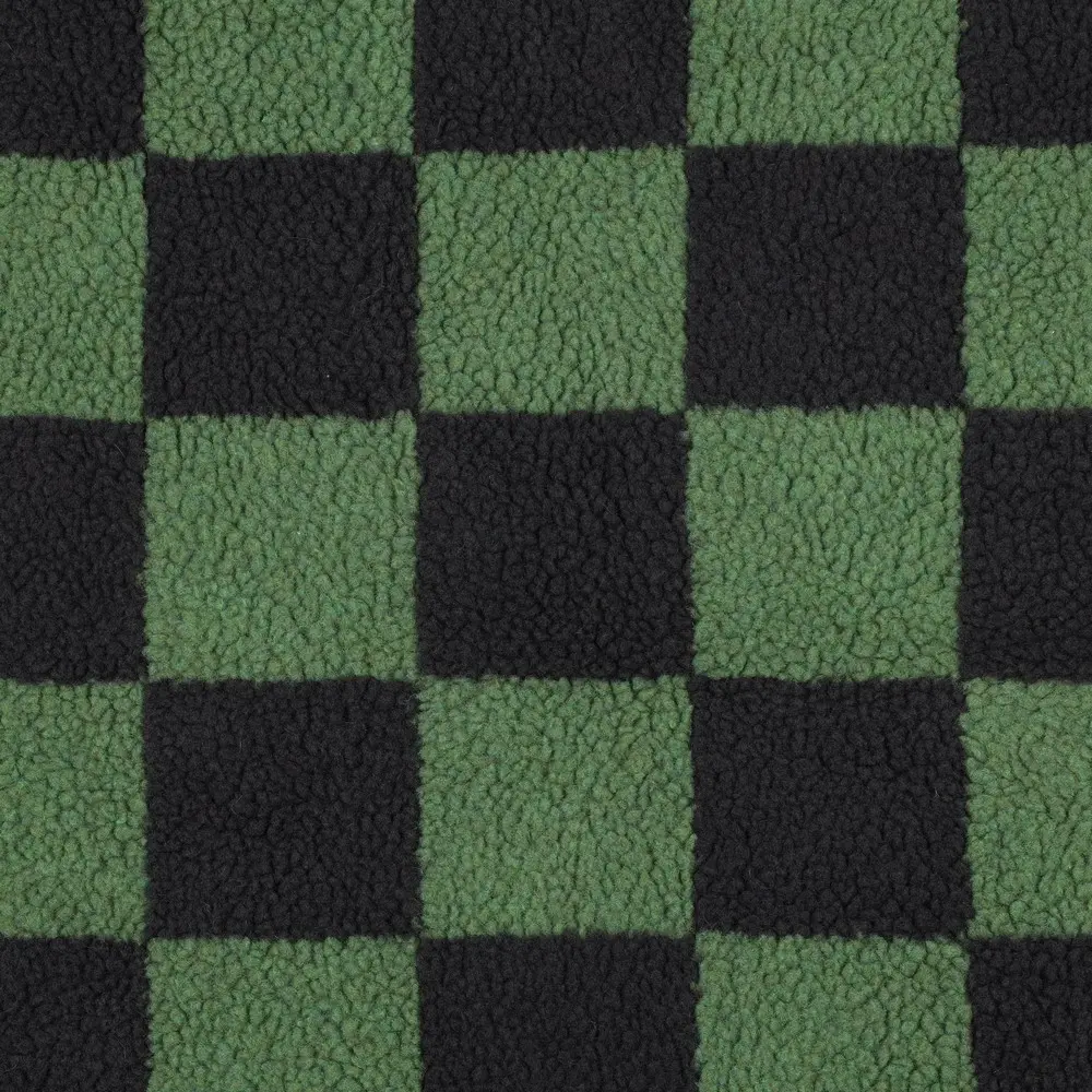 Teddy Jacquard | Quadrate in Grün & Anthrazit