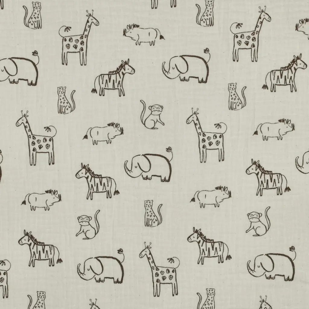 Double Gauze, Musselin | Safari Tiere | natur