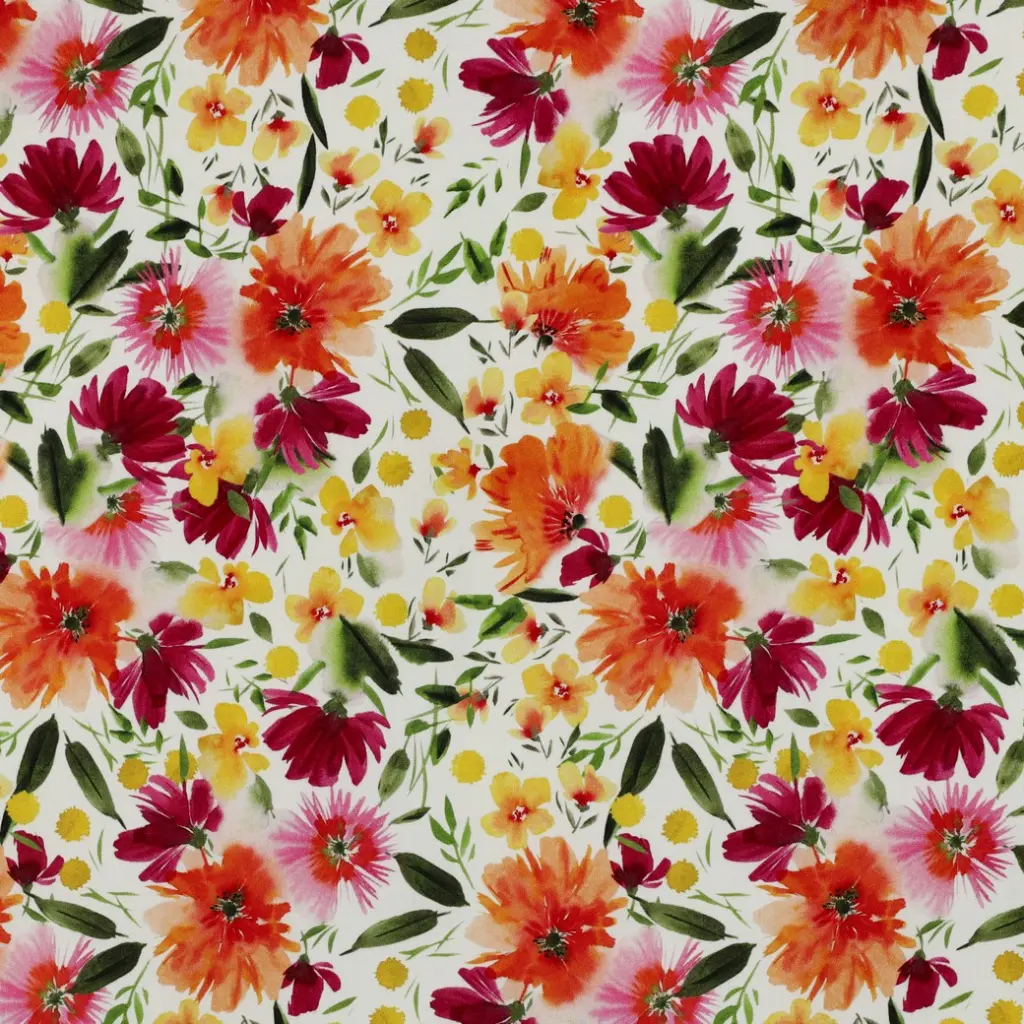 Viskose Stretch | Digital Flowers | Kobalt