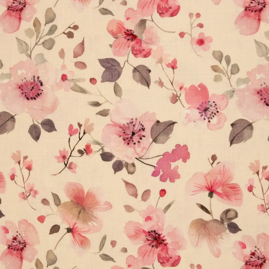 Haren **Restschrumpfwert max. 5%**, Double Gauze | Blumen, pastel rosa | 144cm breit