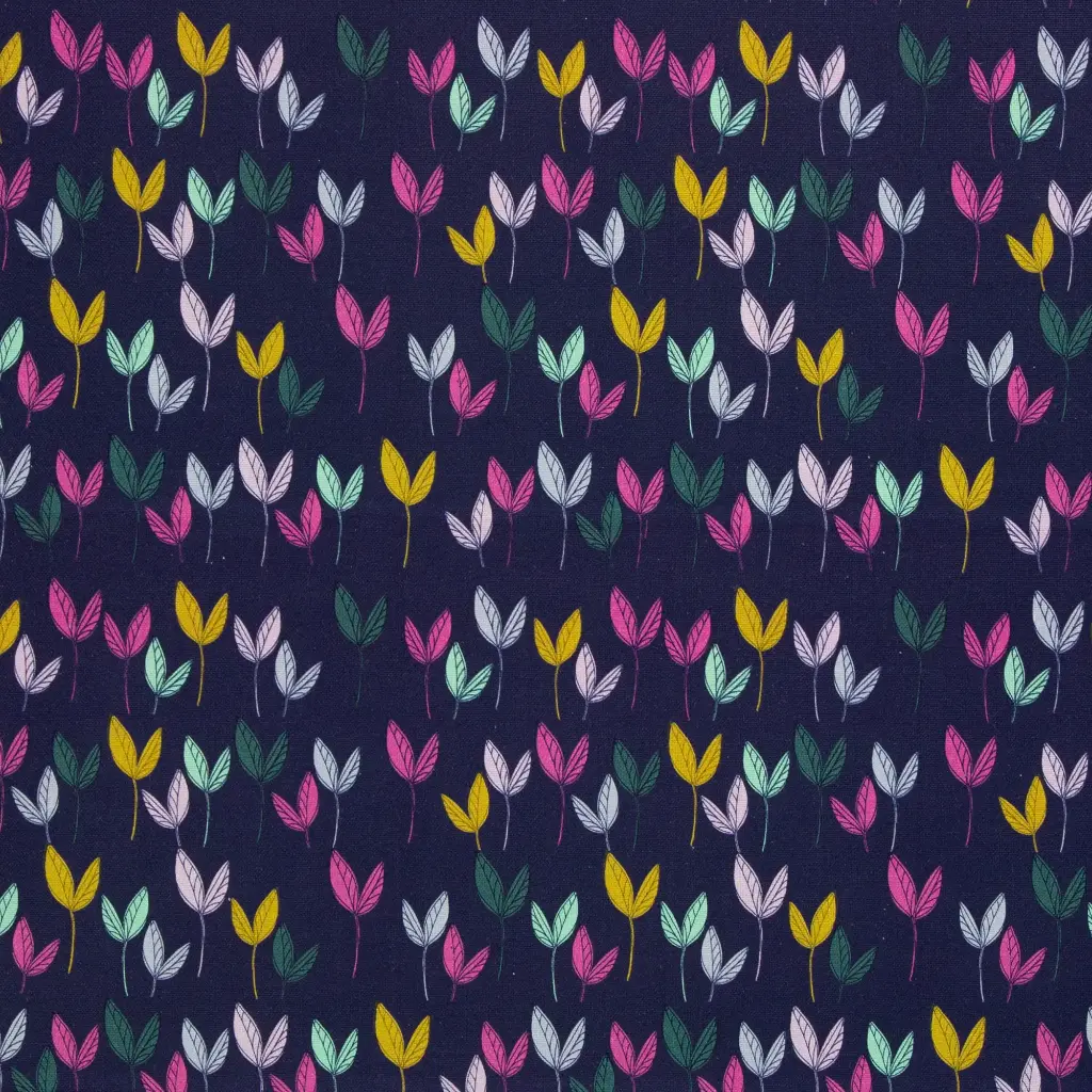 Canvas Baumwolle | Dancing Leaves by Emjo Design | blau