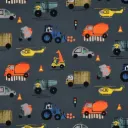 Jersey „Kleine Straßenhelden“ – Blauer Baumwolljersey mit Autos, Lastern, Helikopter & Co