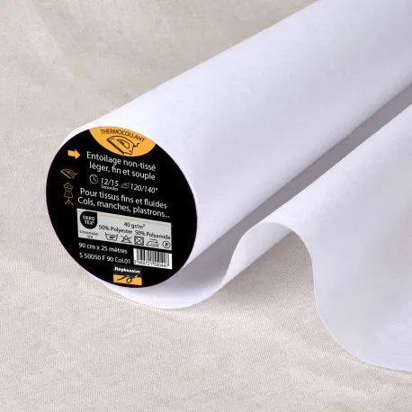 [S50050] Aufbügelbares Vlies weiß – leicht & weich, 40 g/m², wie H180