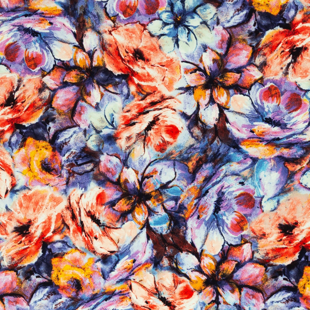 Jersey viscose, Selina, abstrait, fleurs | PIÈCE RESTANTE 1,6 mètres