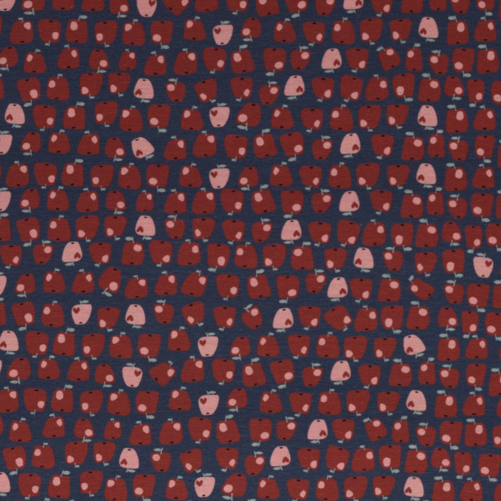 Jersey | Manzanita by Bienvenido Colorido| denim blue, apples