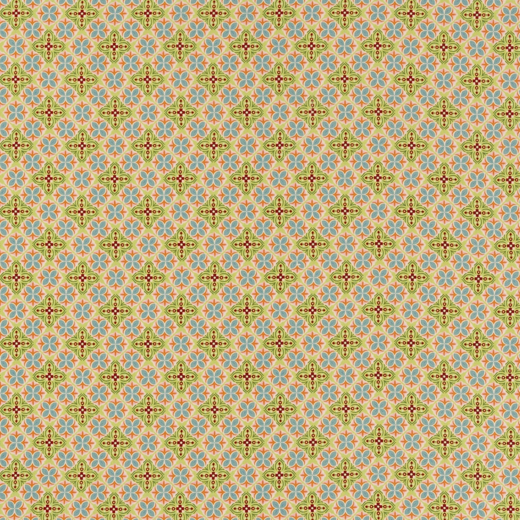 Tissu en popeline de coton, mélange de fleurs vert, Julia