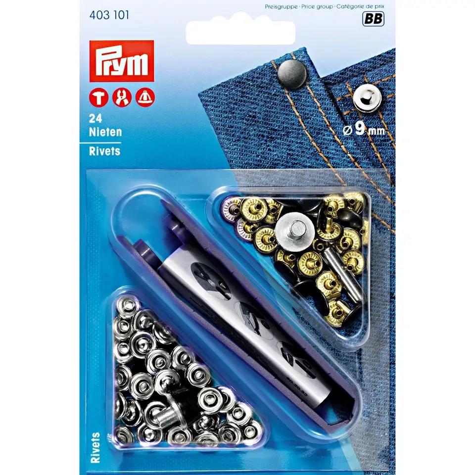 Prym | Rivets, 9mm, silver colored/old iron