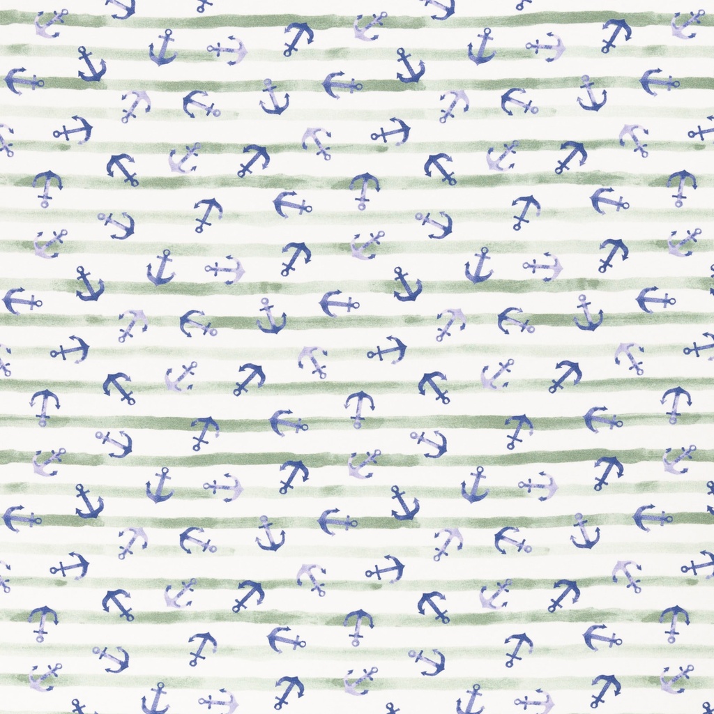 Nautical Baby, Jersey Baumwolle, Anker, jeansblau/smaragd