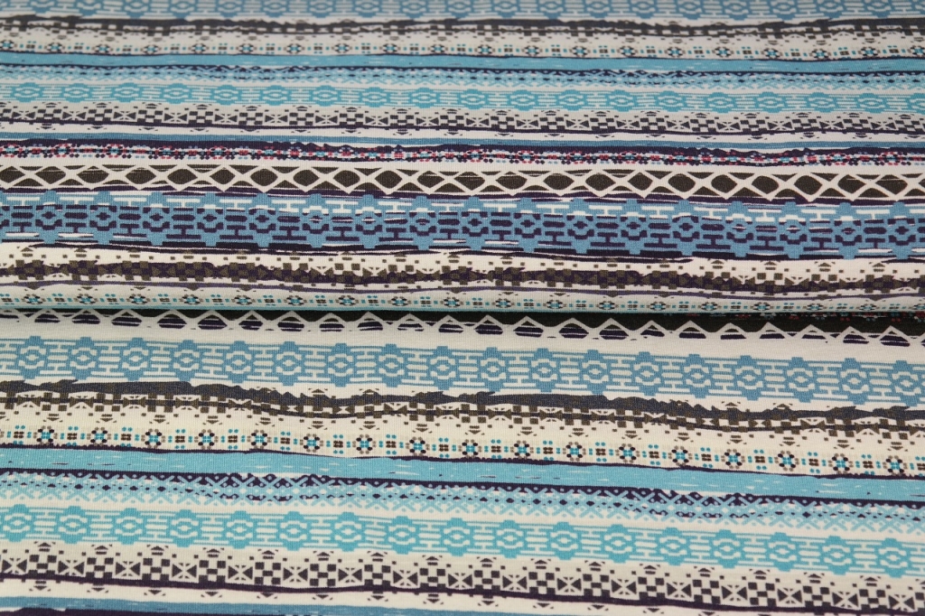 Rayures abstraites, bordures, jersey, stenzo, bleu