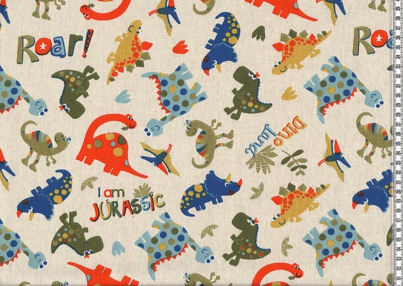 Cotton woven fabric dinosaurs | Lars by Swafing