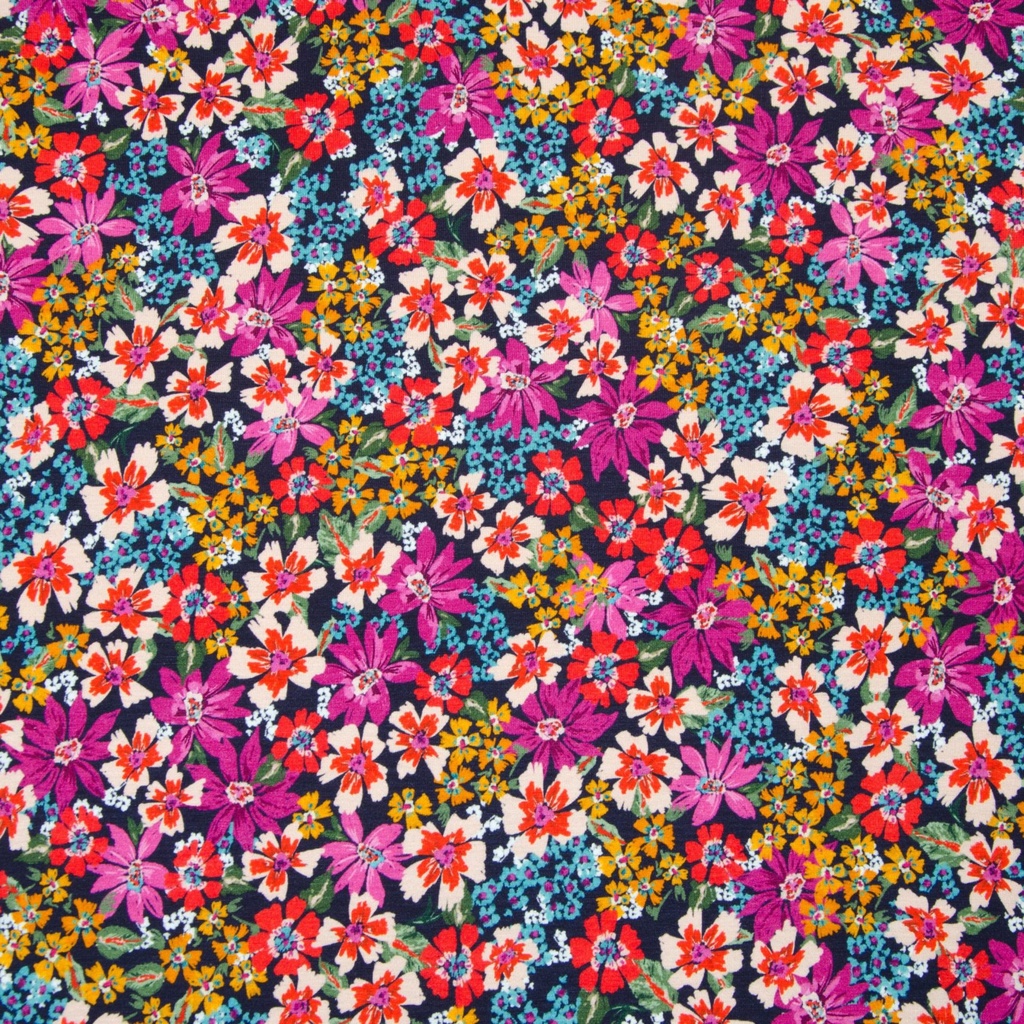 Jersey viscose | violette de Hilco | fleurs | rose/coloré