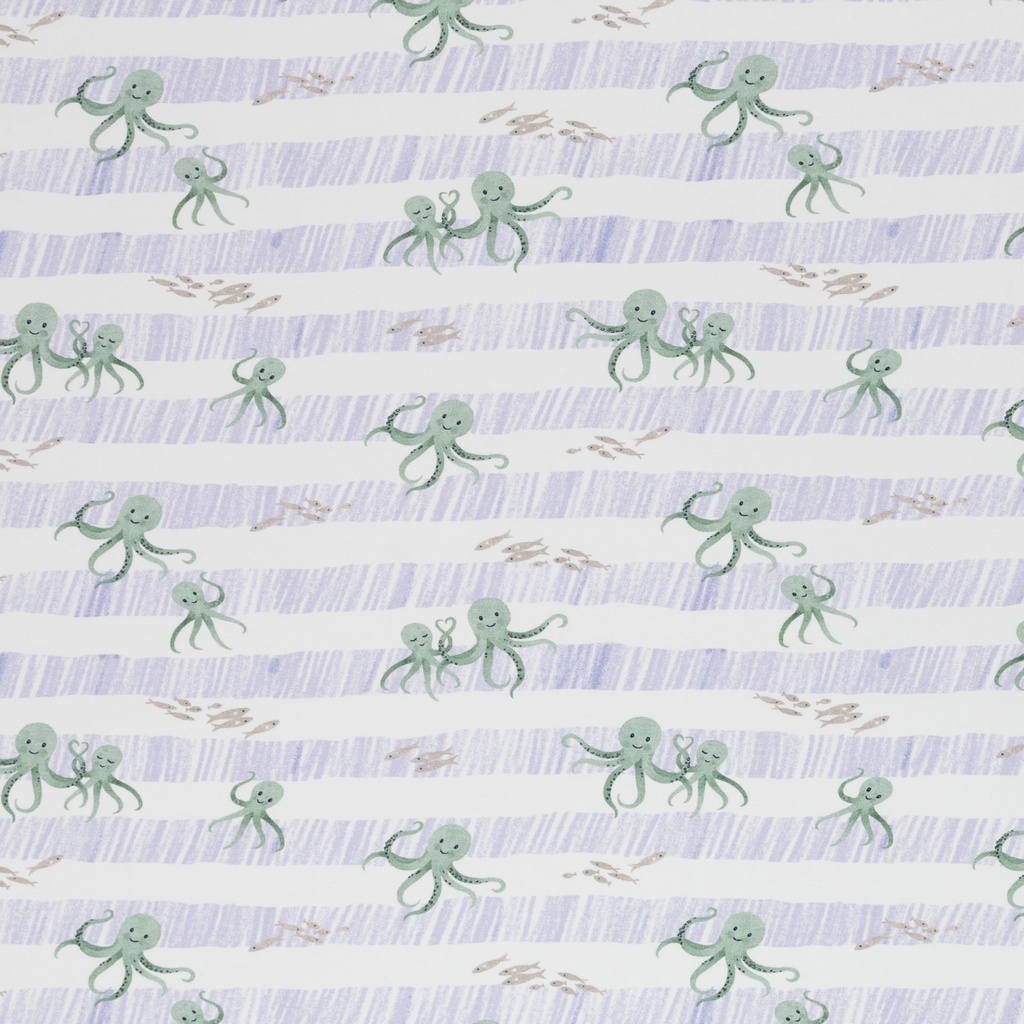 Nautical Baby, Jersey Baumwolle, Kraken, Streifen, smaragd