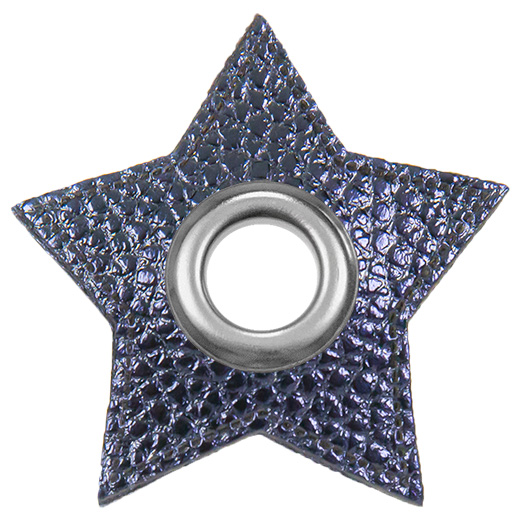 Patchs à œillets pour cordons | Étoile | Simili cuir | Différentes couleurs<span> - </span>210 marine métallisé