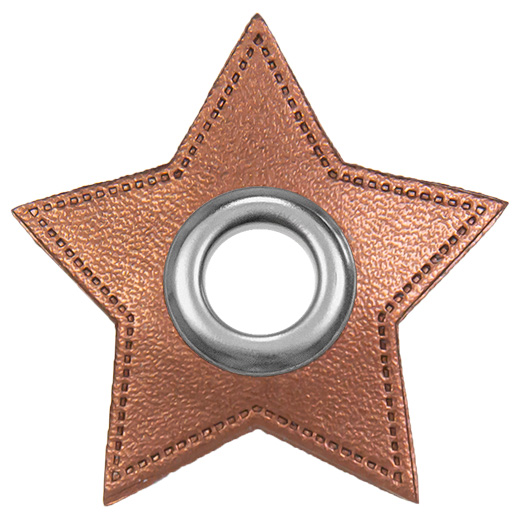 Eyelet patches for cords | Star | Imitation leather | Various colors <span> - </span>190 copper matallic