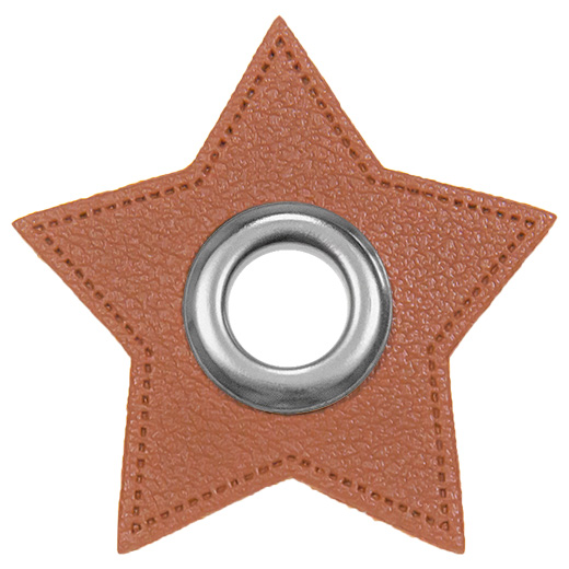 Eyelet patches for cords | Star | Imitation leather | Various colors<span> - </span>975 camel