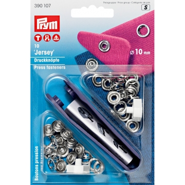 Prym 390107 snap fastener ring for jersey. 10mm, silver colored, 10 pieces
