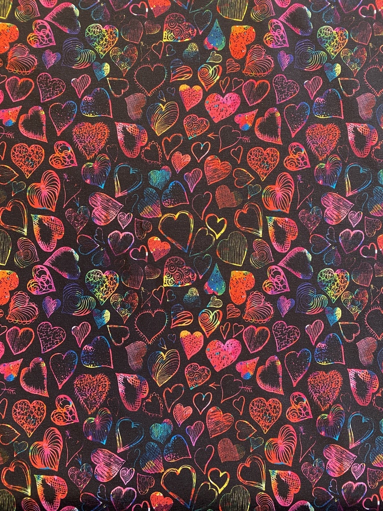 French Terry | Coeurs roses par Stenzo | noir