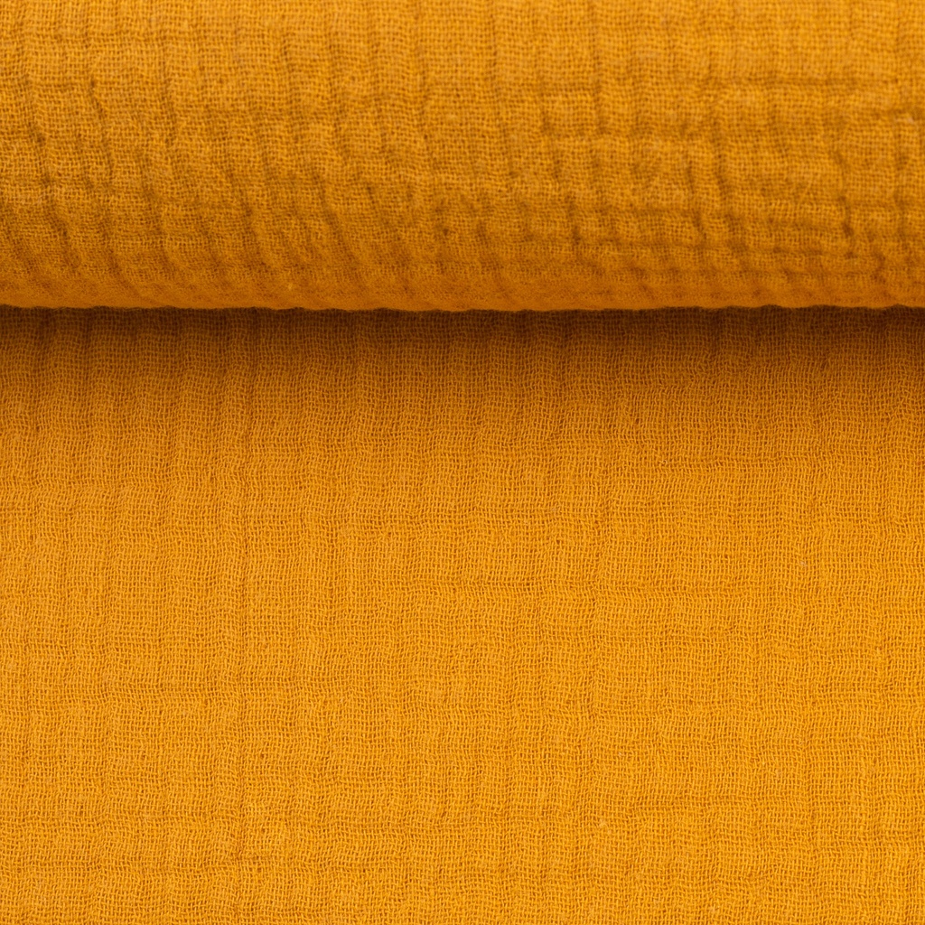 Embroidered comfort blanket made of muslin - plain | Name and rainbow mustard