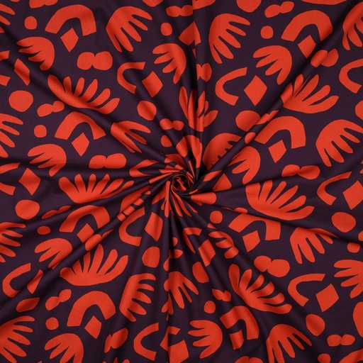 [5021005] Popeline | Tissu chemisier coton | bicolore, vin rouge