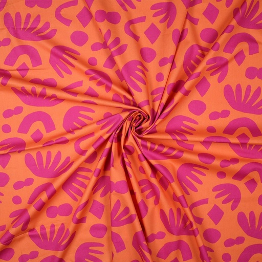 [5021024] Popeline | Tissu chemisier coton | abricot bicolore