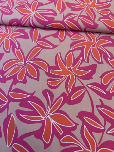 [0205663] PIÈCE RESTANTE 1,7 m | Tissu de chemisier | À la ville | Fleurs en corail