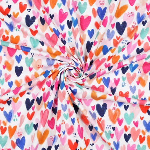 [03132] Jersey | ''Hearts" | colorful hearts on white