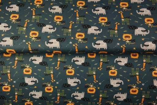 [24208-99] Popeline | Zoo Helden | blau grau