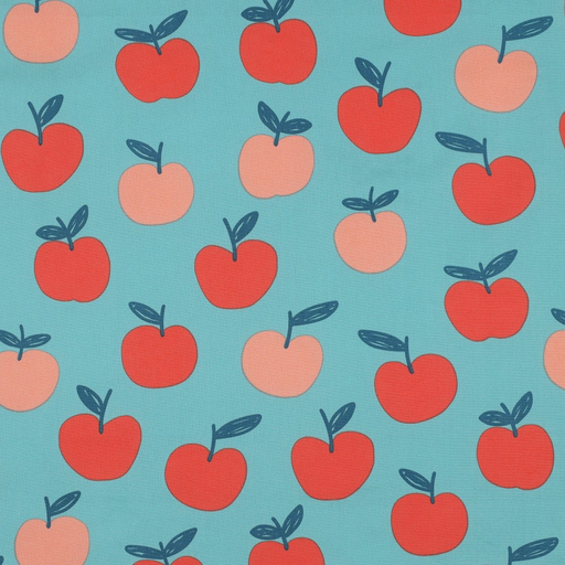 [05175-011] Baumwolle, Popeline | Äpfel, petrol