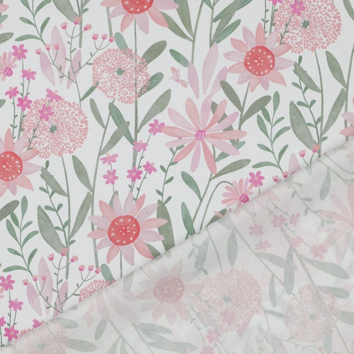 [04079-001] Baumwolle, Popeline | Blumen, weiss