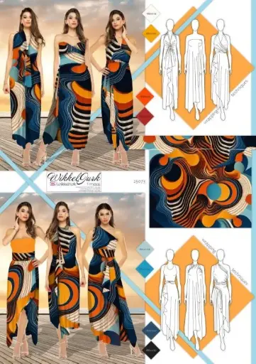 Panel | Wickelkleid by Stenzo | blau/bunt 