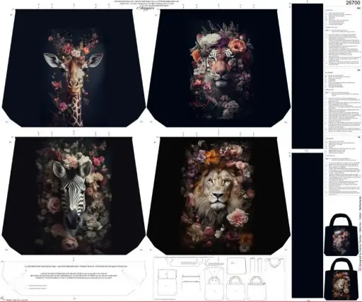 [26700] Panel DIY | Shopper/Tasche zum Ausschneiden und Nähen | Safari Animals