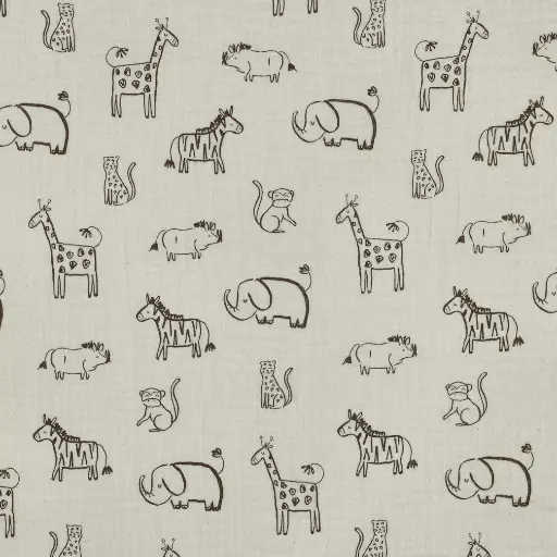 [07237062] Double Gauze, Musselin | Safari Tiere | natur