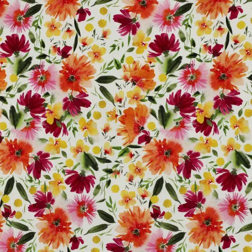 [07596001] Viskose Stretch | Digital Flowers | Kobalt