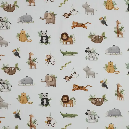 Baumwolljersey | Tiere | weiß