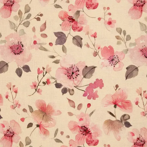 [082733-661011] Haren **Restschrumpfwert max. 5%**, Double Gauze | Blumen, pastel rosa | 144cm breit