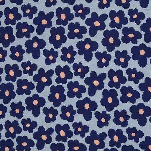 [082719-596252] Viskosejersey | Happy Flowers by Cherry Picking | blau