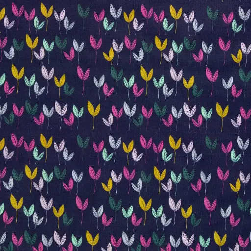 [082724-100596] Canvas Baumwolle | Dancing Leaves by Emjo Design | blau