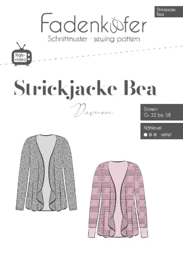 [1000-40] Papierschnittmuster Strickjacke Bea Damen