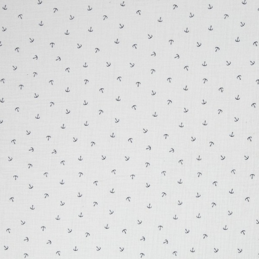 [2100038-100011] Double Gaze, Mousseline | Ancre, blanc/bleu