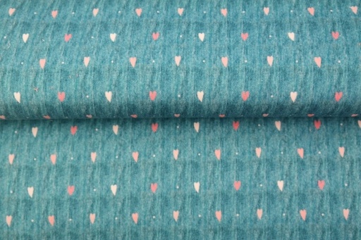 [20224] Babycord, bedruckt | kleine Herzen by Stenzo | Petrol